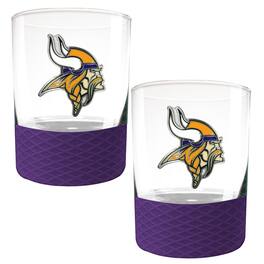Great American Products - Minnesota Vikings 2-Pack 14oz. Rocks Glass Set with Silcone Grip - Purple