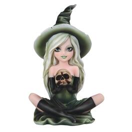 FC Design - 6.5"H Witch Girl with Skull Figurine Statue Desk Tabletop Home Decor Gift - Multi-Color