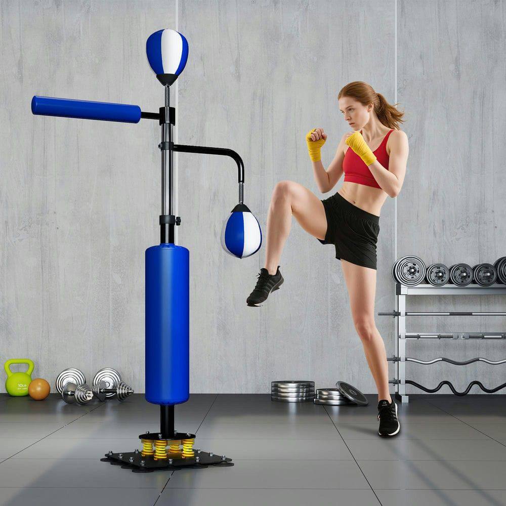 Angle. Resenkos - 4.6-6.7 ft Adjustable Speed Bag Stand for Boxing Training and Exercise - Blue - Blue.