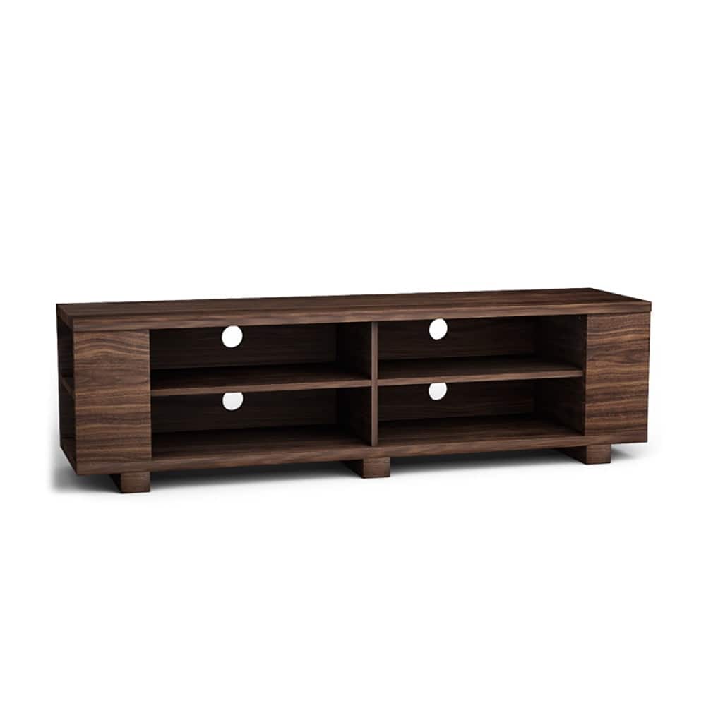 Pefilos - 59 Console Storage Entertainment Media Wood TV Stand-Walnut, Durable Adjustable Shelves, Cable Mgmt, Heat Dissipation - Brown