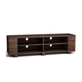 Pefilos - 59 Console Storage Entertainment Media Wood TV Stand-Walnut, Durable Adjustable Shelves, Cable Mgmt, Heat Dissipation - Brown