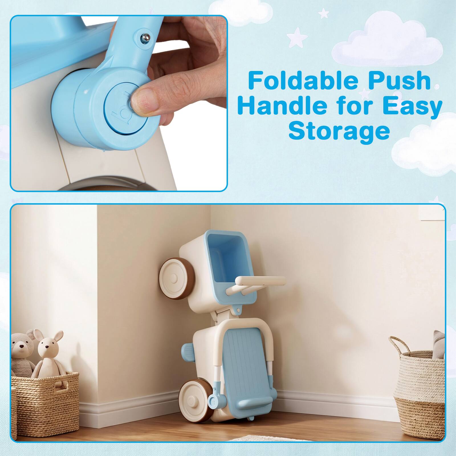 Foldable Push Handle for Easy Storage