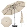 Front. Ainfox - Ainfox 10 FT Outdoor Patio Umbrella with Base 3 Tiers Adjustable Umbrella with Crank & Tilt for Patio Backyard Poolside - Khaki.