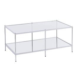 Hivvago - 42 Inch Glass And Metal Rectangular Mirrored Coffee Table - Silver