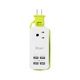 Reiko - 4.1 Amp 4 Usb Home Wall Charging Station In - Green