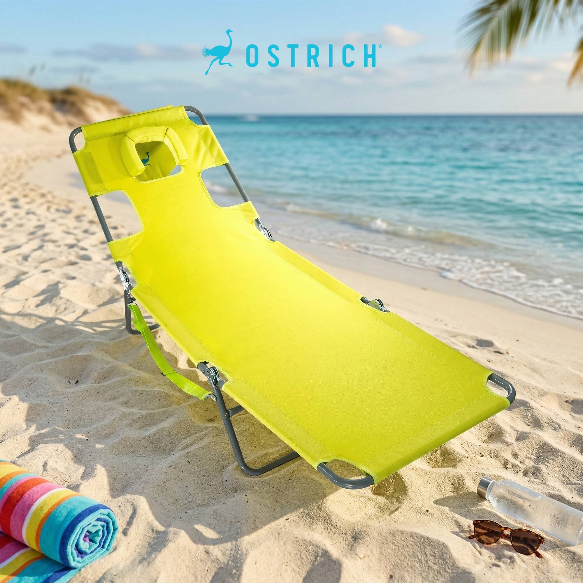 Alt View 7. Ostrich - Ostrich The Original Chaise Lounge Facedown Beach Pool Tanning Chair, Lime Green - Lime Green.