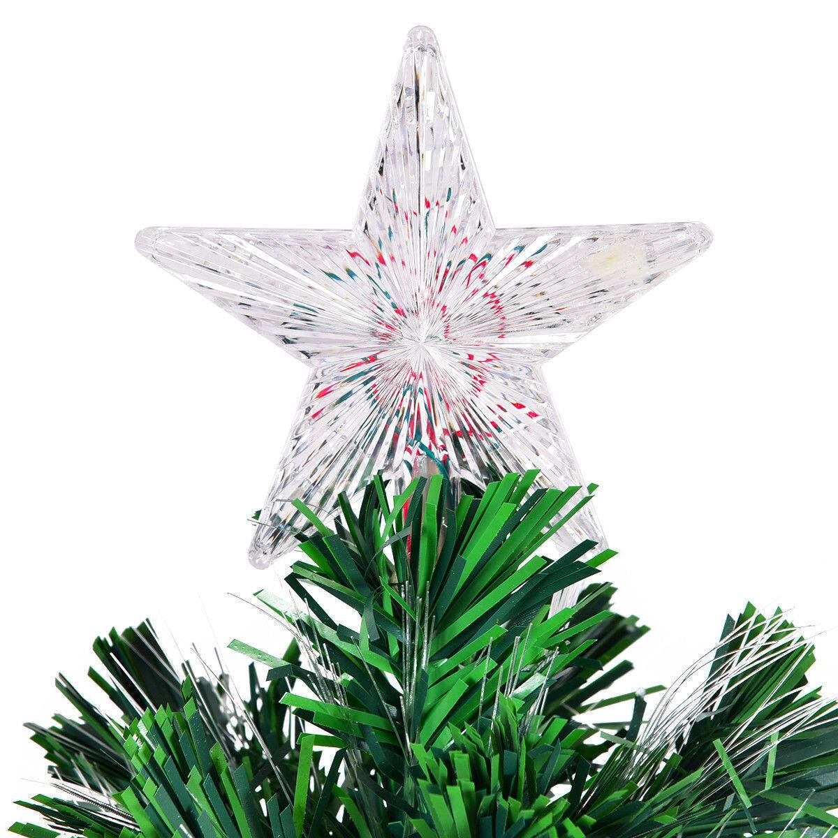 Costway 4FT PreLit Fiber Optic Christmas Tree Multicolor Lights Green