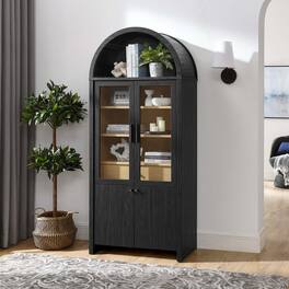 Evie Arched Tall Display Cabinet by Modway - Black Oak