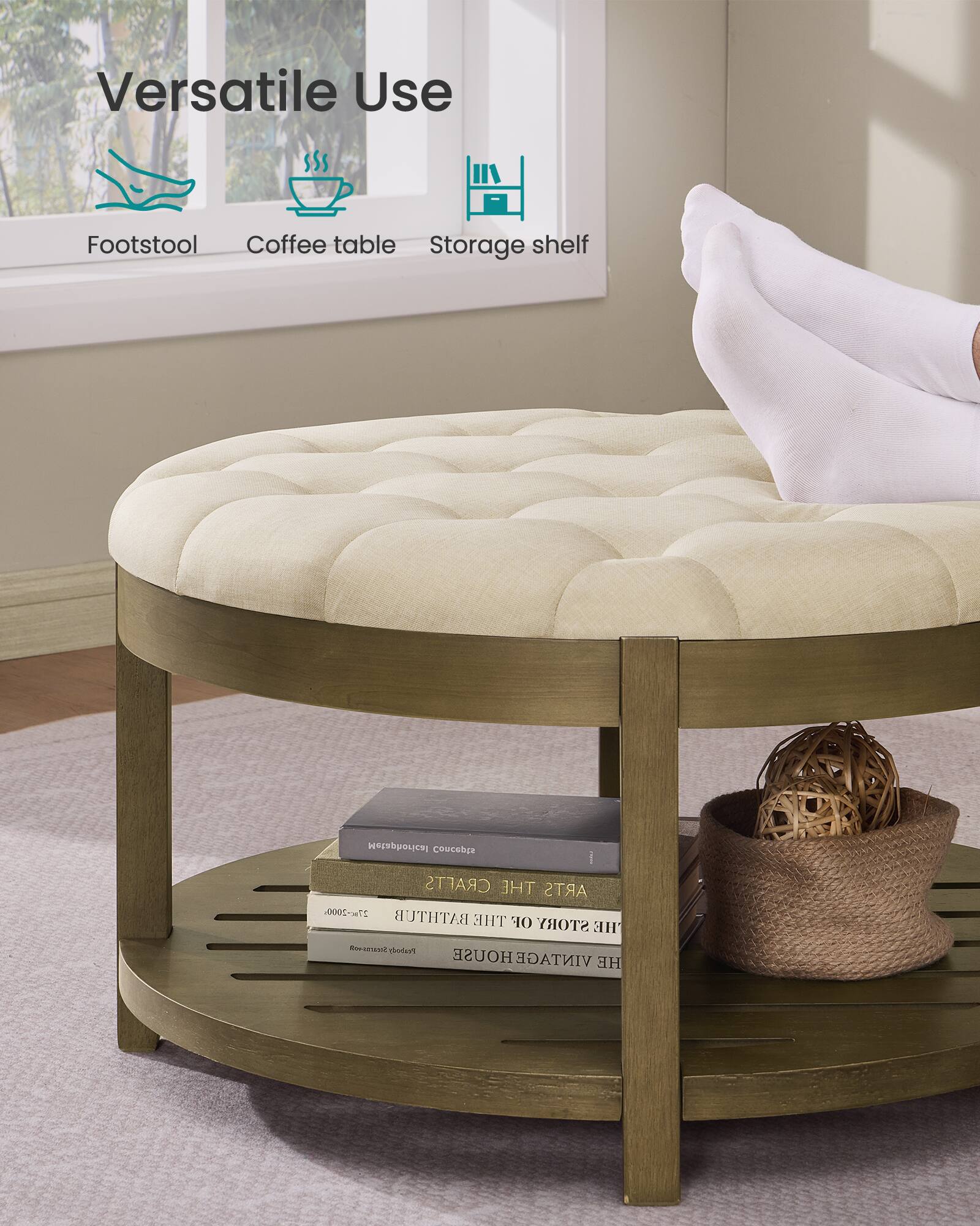 Versatile Use Footstool Coffee table Storage shelf