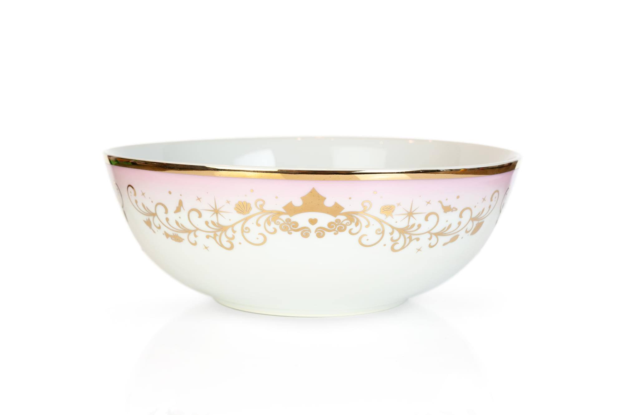 Front. Ukonic - Disney Princess Ceramic Serving Bowl | Elegant Dinner Bowl Measures 10.5 Inches - Gold.
