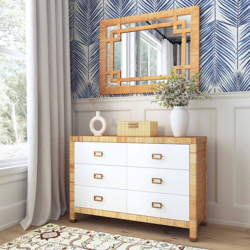 Alt View 2. Butler Specialty - Hana Woven Rattan Wall Mirror - Light Brown.