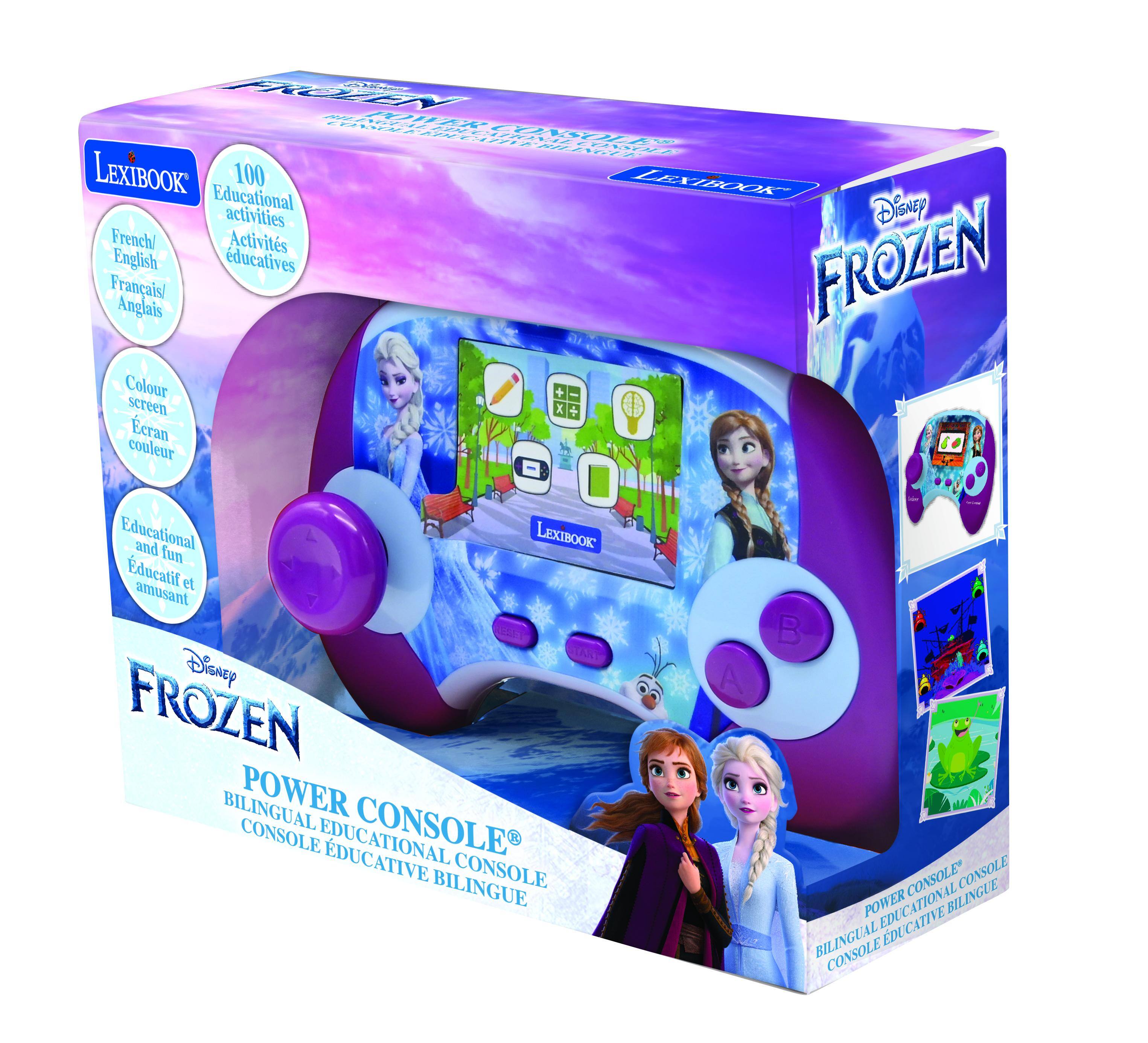 A1010 X 02 C Prt LEXIBOOK 100 LEXIBOOK Educational Disney activities French/ Activités Educatives FROZEN Français/ Anglais Colour screen xcran couleur Educational and LEXIBOOK fun éducatif et amusant LAAY Disney FROZEN BILINGUAL POWER CONSOLE EDUCATIONAL CONSOLE ÉDUCATIVE CONSOLE BILINGUE A B CONSOLE CONSOLE POWER EDUCATIONAL BILINGUE