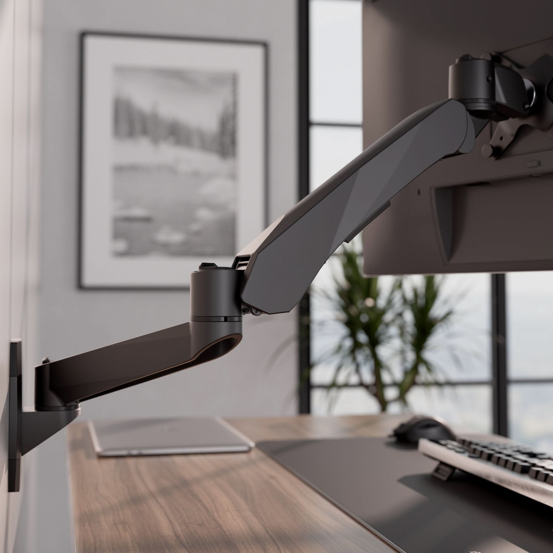 Alt View 5. Mount-It! - CLiX Series Fully Adjustable Monitor Wall Mount with Gas Spring Arm, 13"-32", Black - Black.