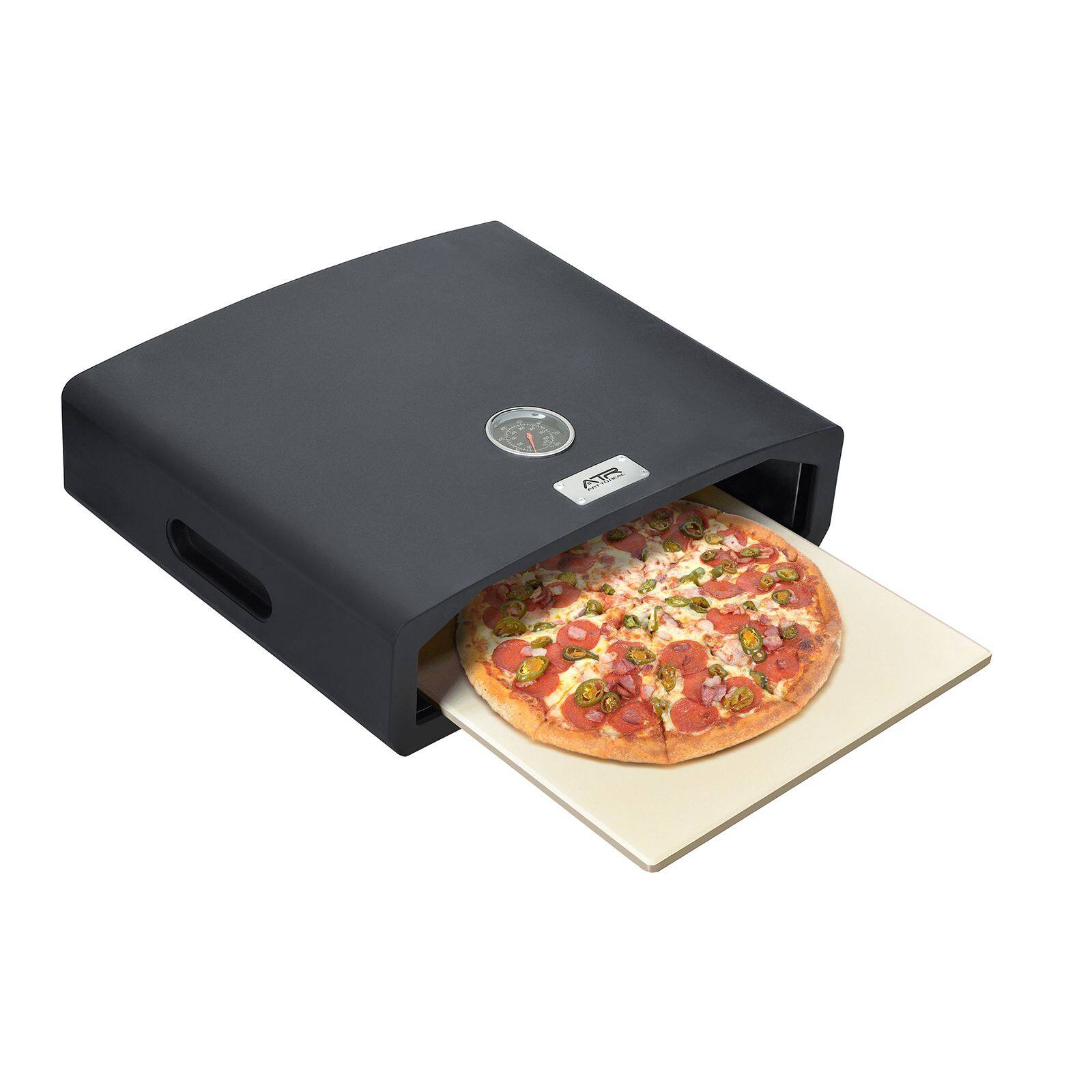 Alt View 1. Forest'nSky - Portable Stovetop Pizza Oven Kit with 12" Stone & Peel, Compatible Gas/Electric Ranges, Camping & Home Use, Black - Black.