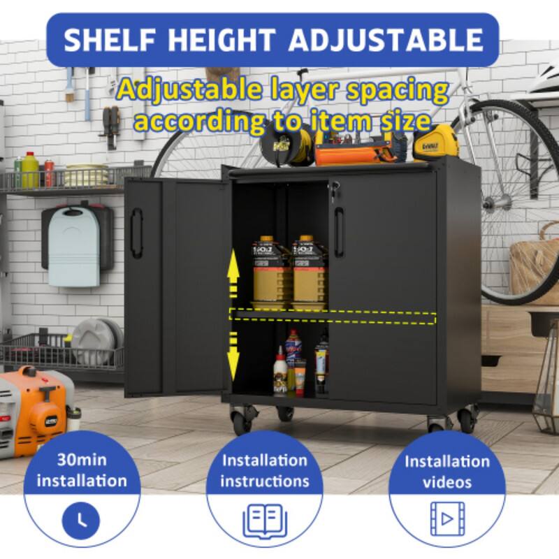 SHELF HEIGHT ADJUSTABLE  
Adjustable layer spacing according to item size  

30min installation  
Installation instructions  
Installation videos