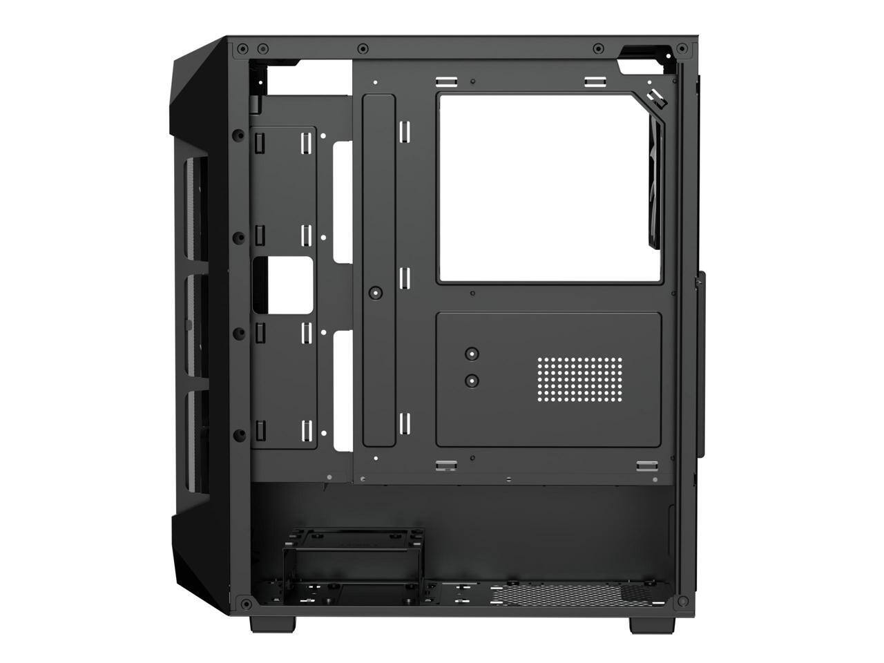 Alt View 5. GAMDIAS - Gamdias AURA GC1 ELITE ATX Mid-Tower PC Case, Airflow Mesh Front, 4 ARGB Fans, Tempered Glass, GPU 340mm / 360mm AIO - Black.