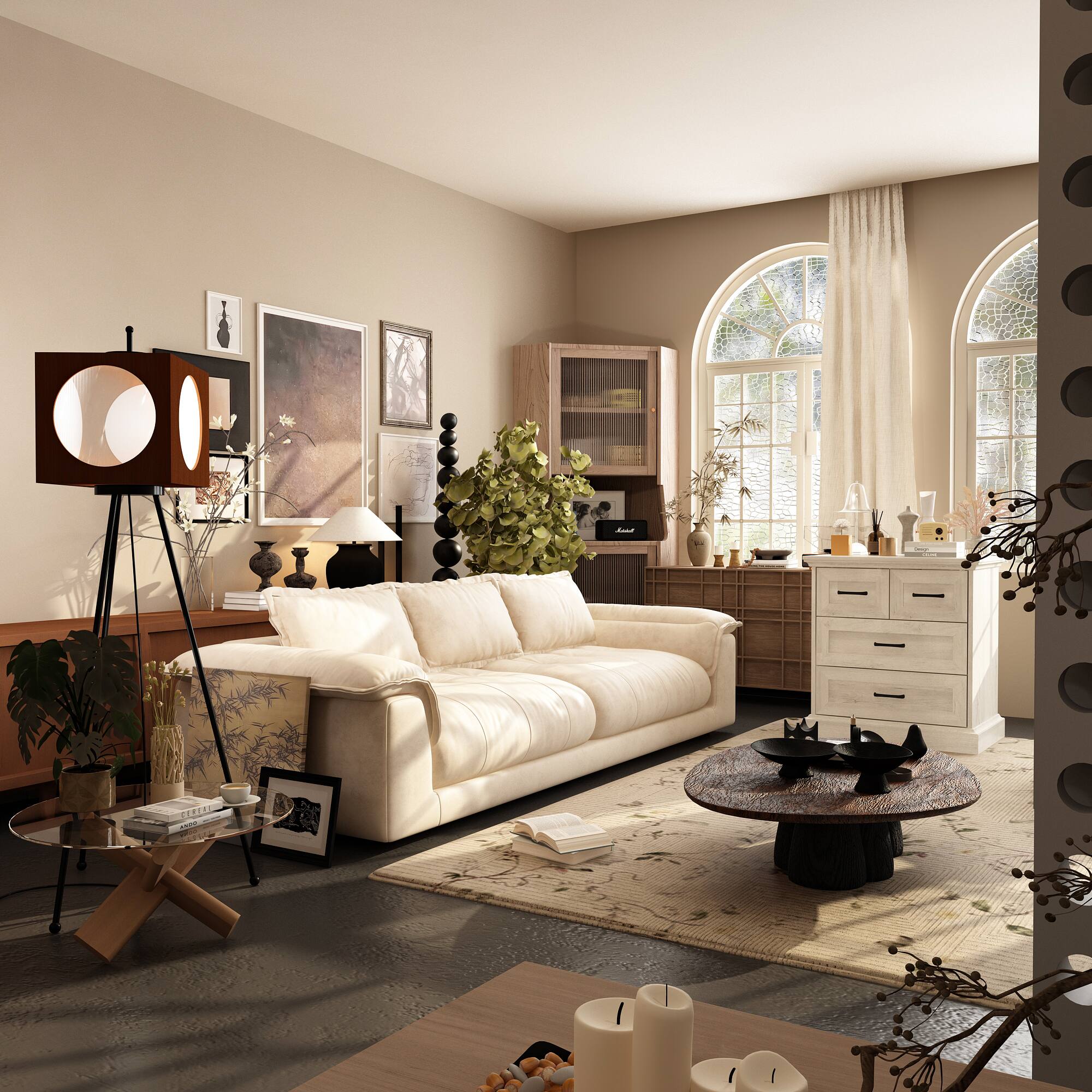 Alt View 10. FUFU & GAGA - FUFU&GAGA Light Wood 4 - Drawer Nightstand: Rustic - Modern Storage - Gray.