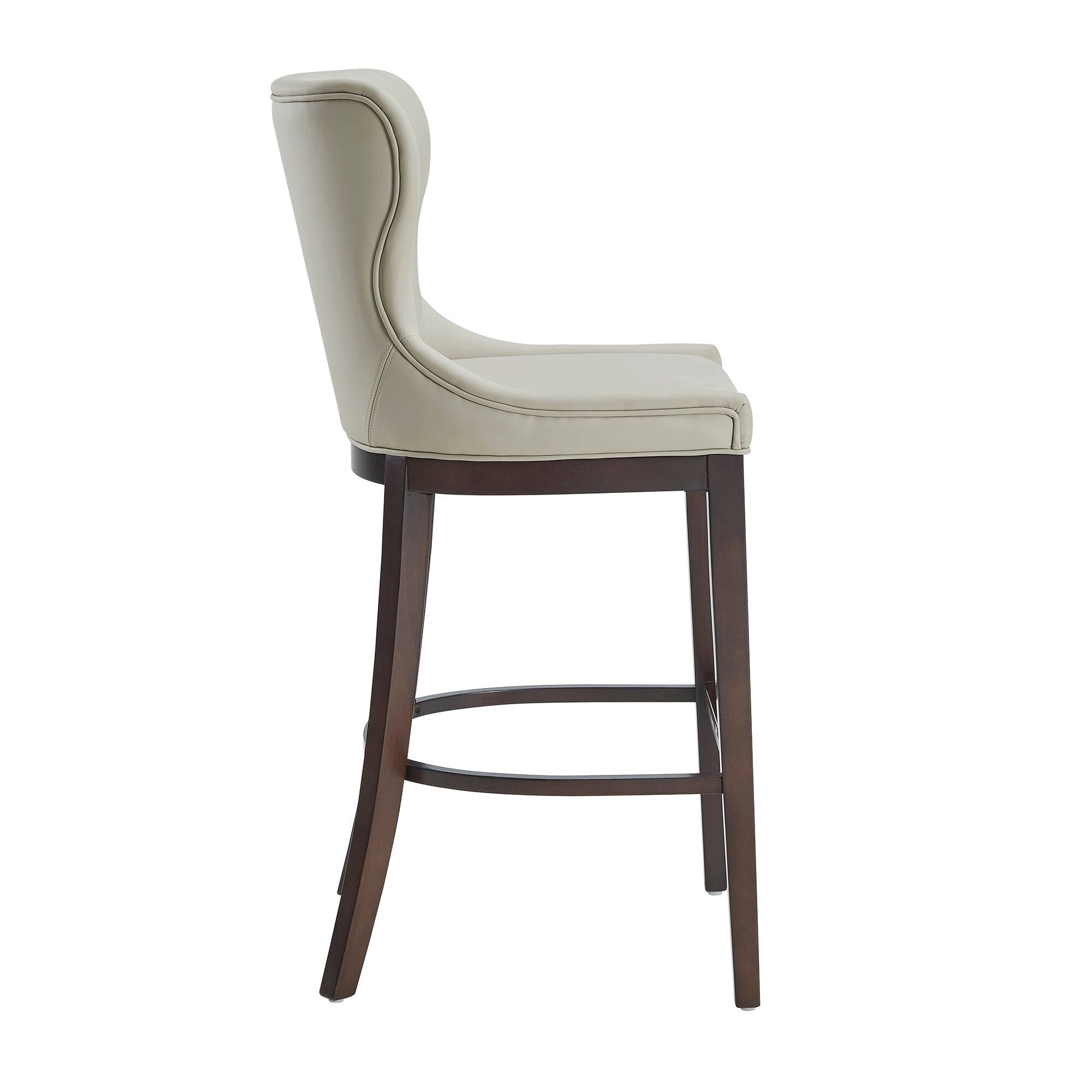 Alt View 3. Manhattan Comfort - Blair Modern Wood Upholstered Barstool - Set of 3 - Stone.