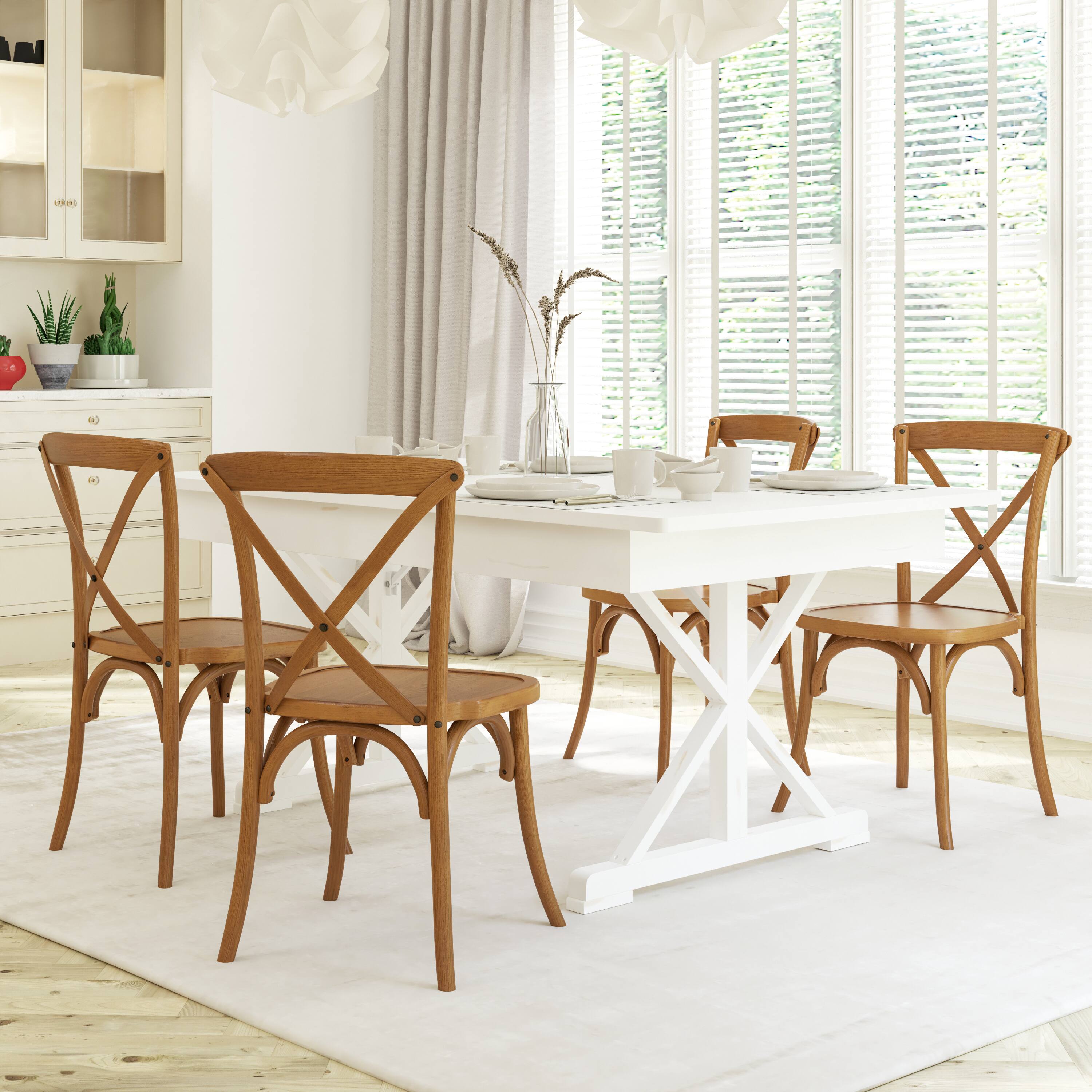 Alt View 3. Emma + Oliver - Stackable Wood Cross Back Dining Chair - Pecan.