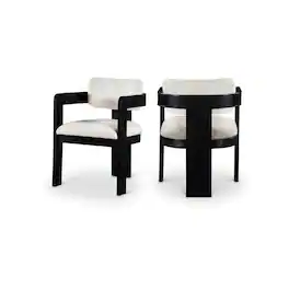 Meridian Furniture - Sacha Cream Linen Textured Fabric Dining Chair, Set of 2 - Beige