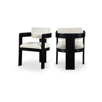 Front. Meridian Furniture - Sacha Cream Linen Textured Fabric Dining Chair, Set of 2 - Beige.