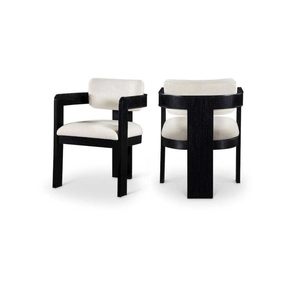 Front. Meridian Furniture - Sacha Cream Linen Textured Fabric Dining Chair, Set of 2 - Beige.