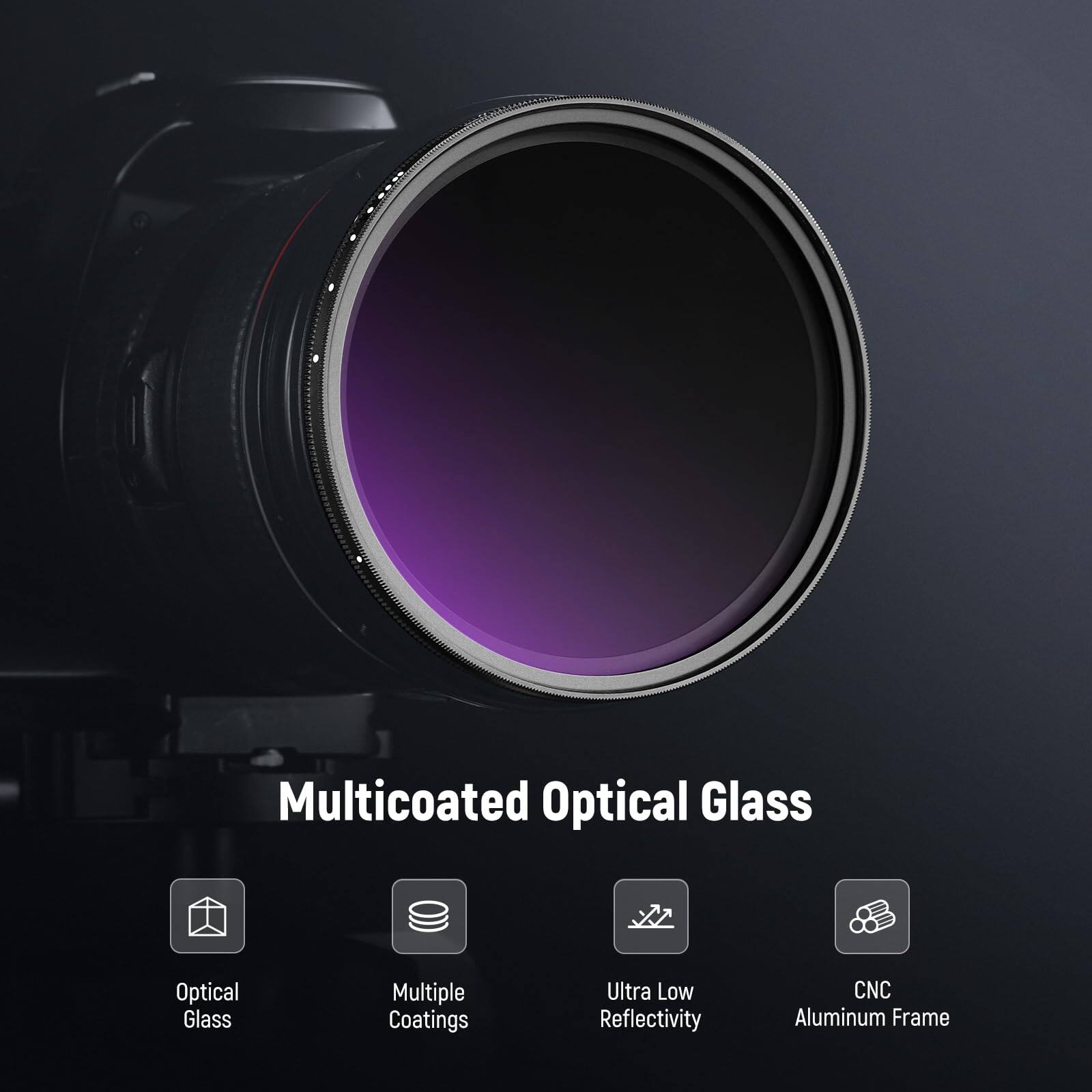 Multicoated Optical Glass  
Optical Glass  
Multiple Coatings  
Ultra Low Reflectivity  
CNC Aluminum Frame