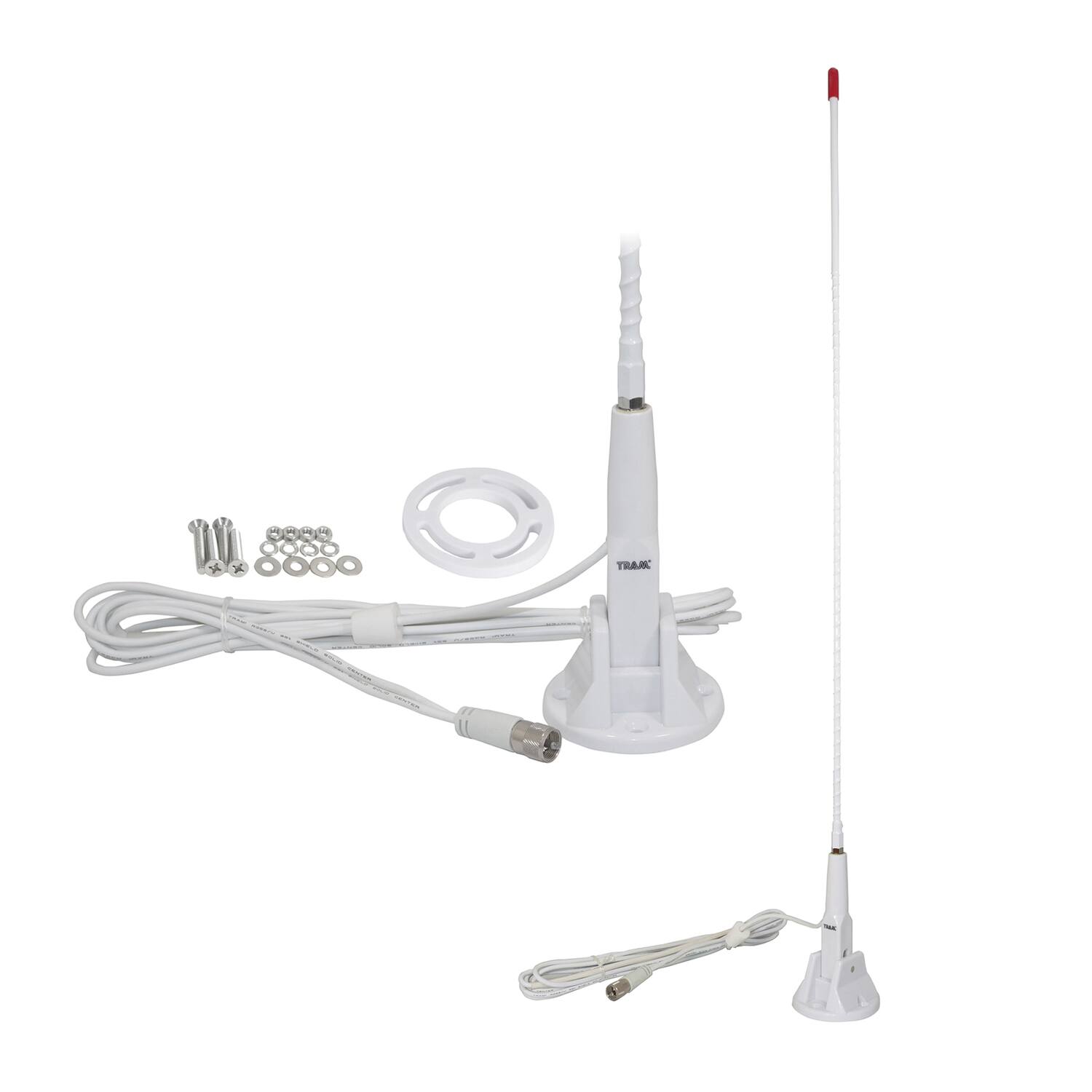 Front. Tram - Tram 1650-hc Marine Cb 3-foot Fiberglass Antenna With Rg58 Cable And Pl-259 Connector - White.