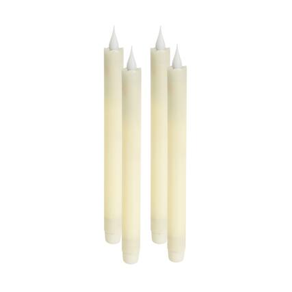 Front. BreeBe - LED Wax Taper Candle with Moving Flame (Set of 4) - Beige.