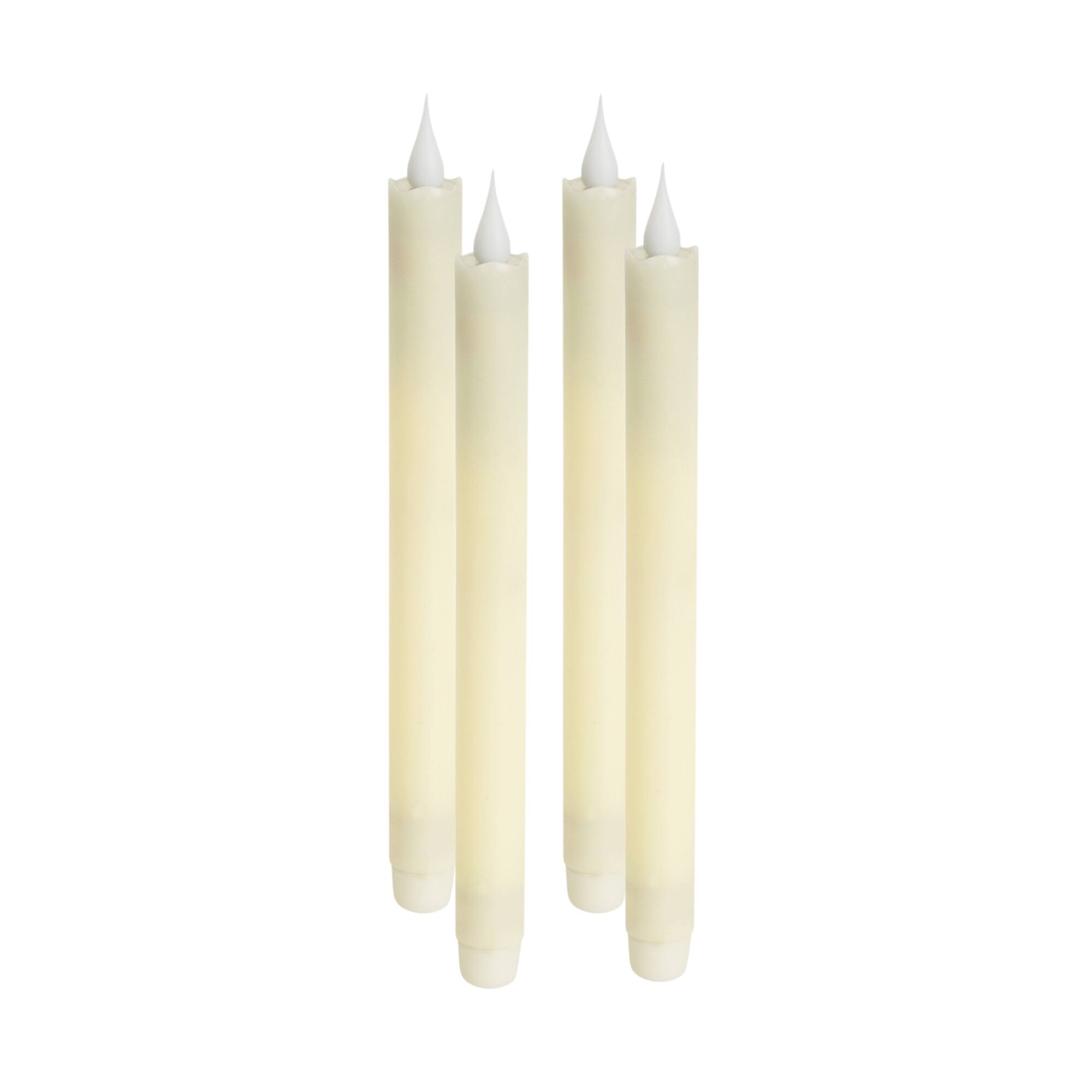 Front. BreeBe - LED Wax Taper Candle with Moving Flame (Set of 4) - Beige.