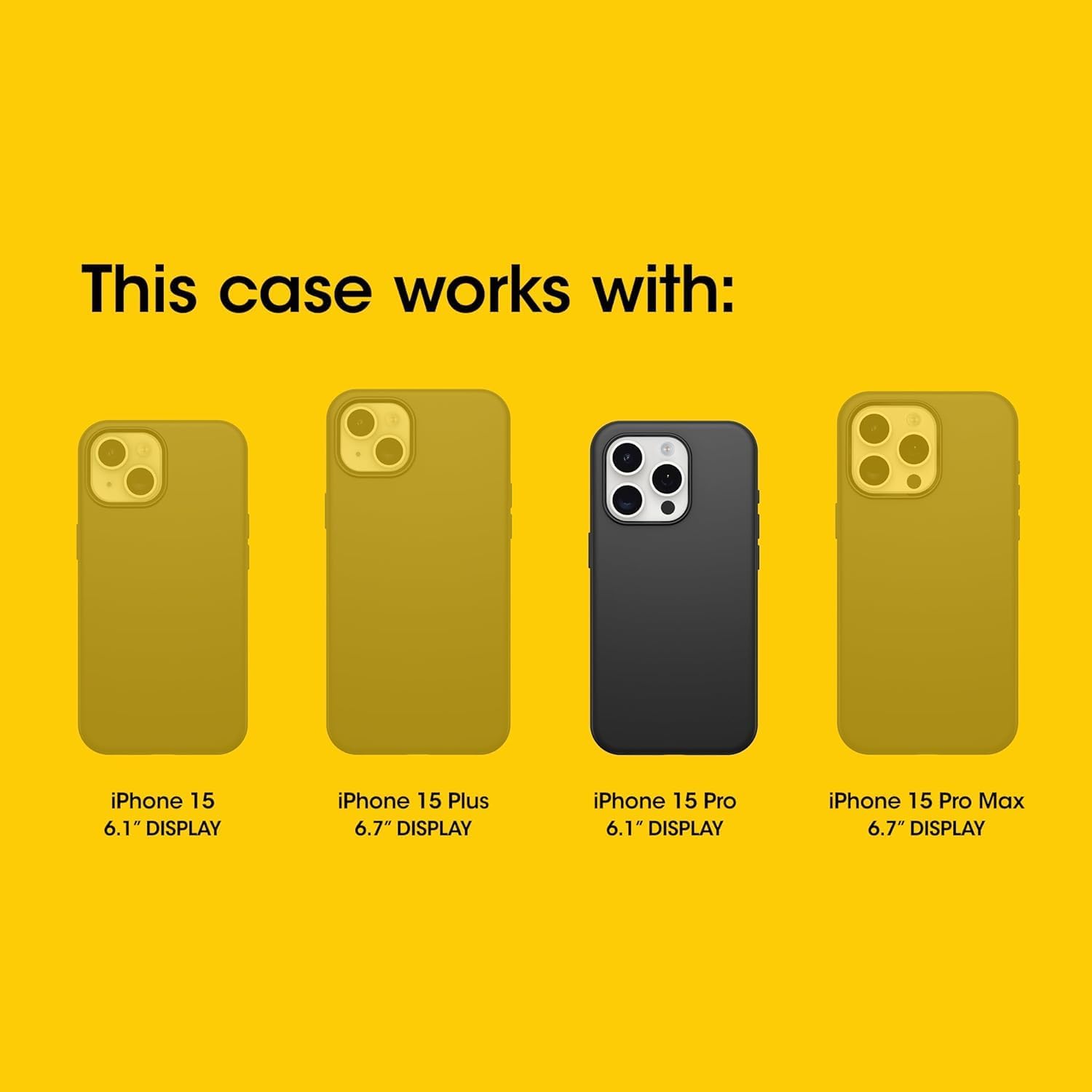 This case works with:

- iPhone 15 6.1" DISPLAY
- iPhone 15 Plus 6.7" DISPLAY
- iPhone 15 Pro 6.1" DISPLAY
- iPhone 15 Pro Max 6.7" DISPLAY