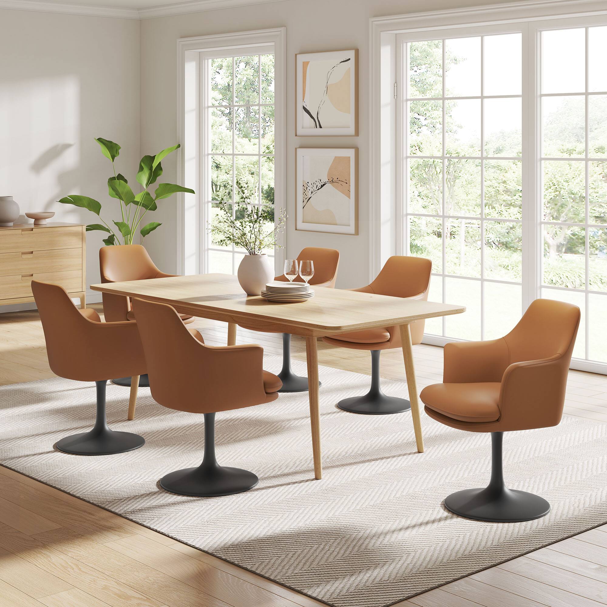 Alt View 1. Modway - Lippa Swivel Dining Armchair - Black Tan.