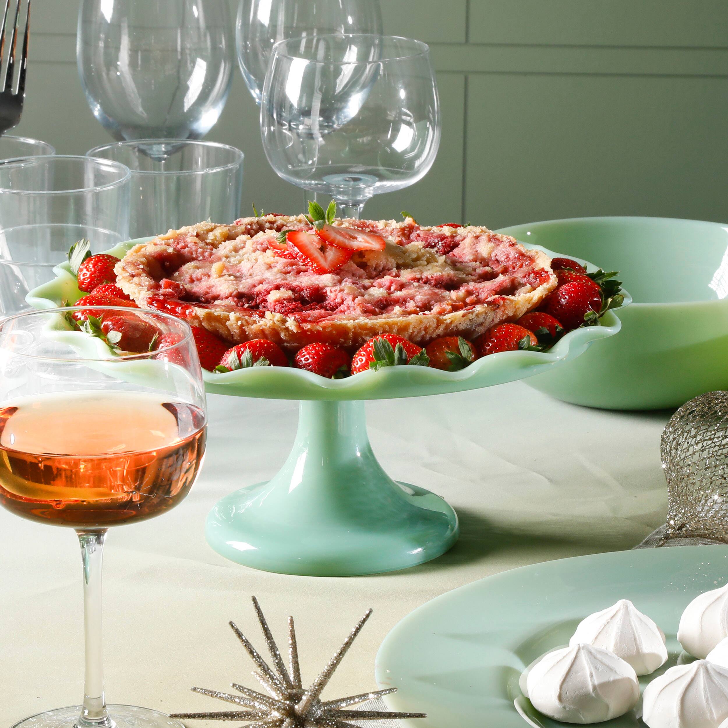 Left. Martha Stewart - Martha Stewart Jadeite Glass Cake Stand - Brown.