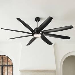 Parrot Uncle - 72" Farmhouse Windmill Ceiling Fan with Light and Remote - Black