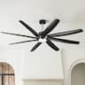 Parrot Uncle - 72" Farmhouse Windmill Ceiling Fan with Light and Remote - Black