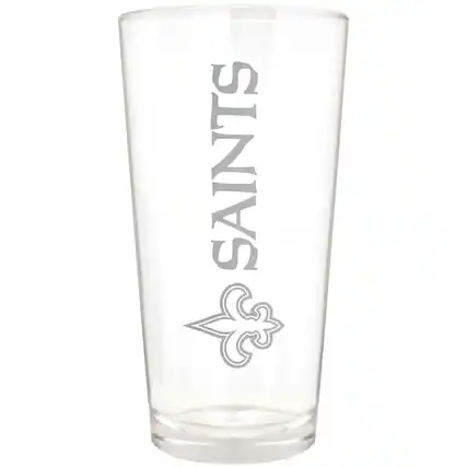 Front. Great American Products - New Orleans Saints Etched 16oz. Vertical Rally Cry Pint Glass - Multicolor.