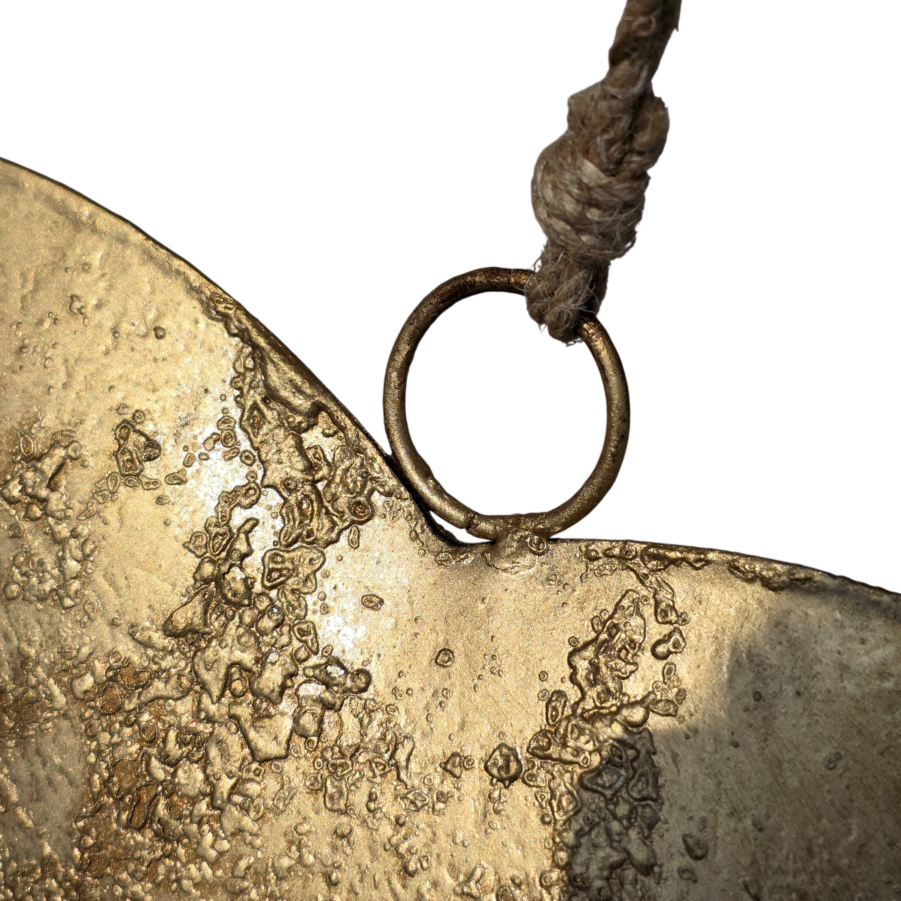 Alt View 2. Manhattan Lane - Myri Decorative Metal Heart Wall Decor Set of 3, Antique Gold Iron with Jute Hanging Rope, 12, 9.5, 7 Inches - Gold.