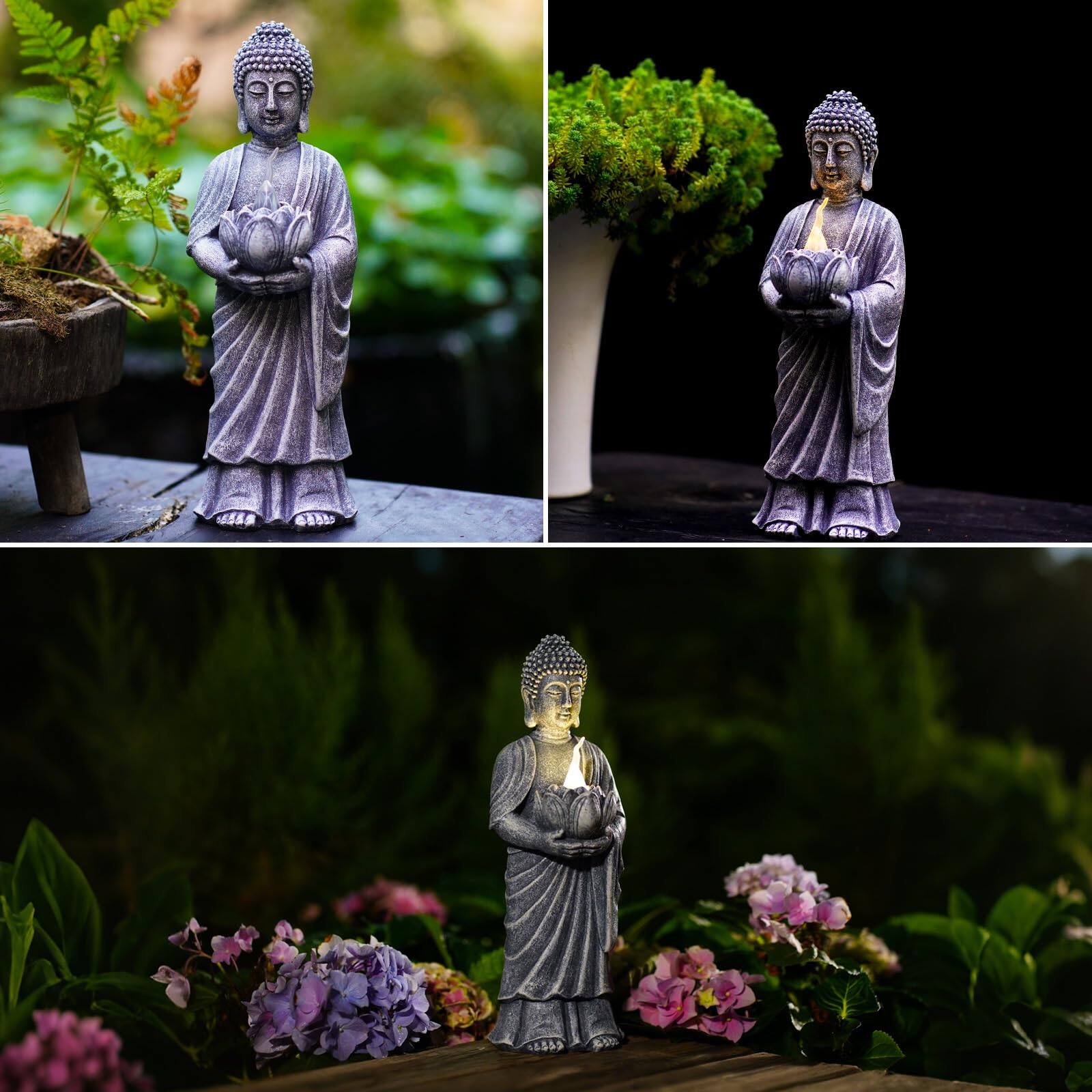 Alt View 5. Alchemy Casas - Solar Buddha Statue Outdoor - Tall Yard Zen Garden Decor Ideal Gifts For Housewarming.