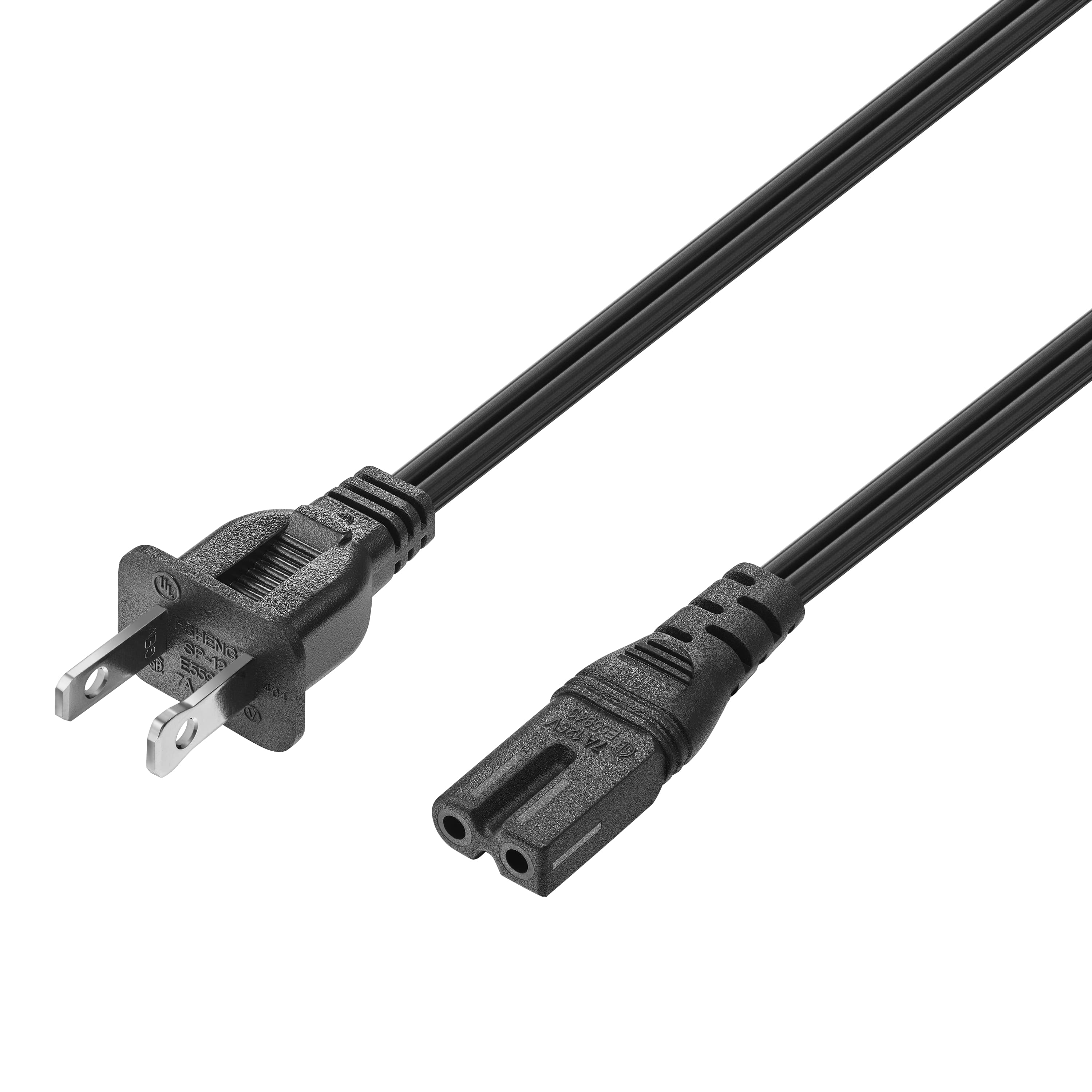 Best Buy essentials™ - 6' 2-Slot Polarized Power Cord - Black - Front_Zoom