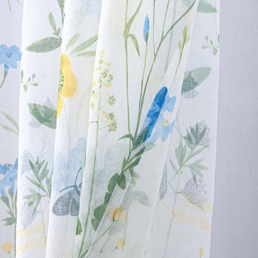 Left. RT Designers Collection - RT Designers Collection Kelce Doily Grommet Light Filtering Window Curtains for Bedroom 54" x 90" Blue - Blue.