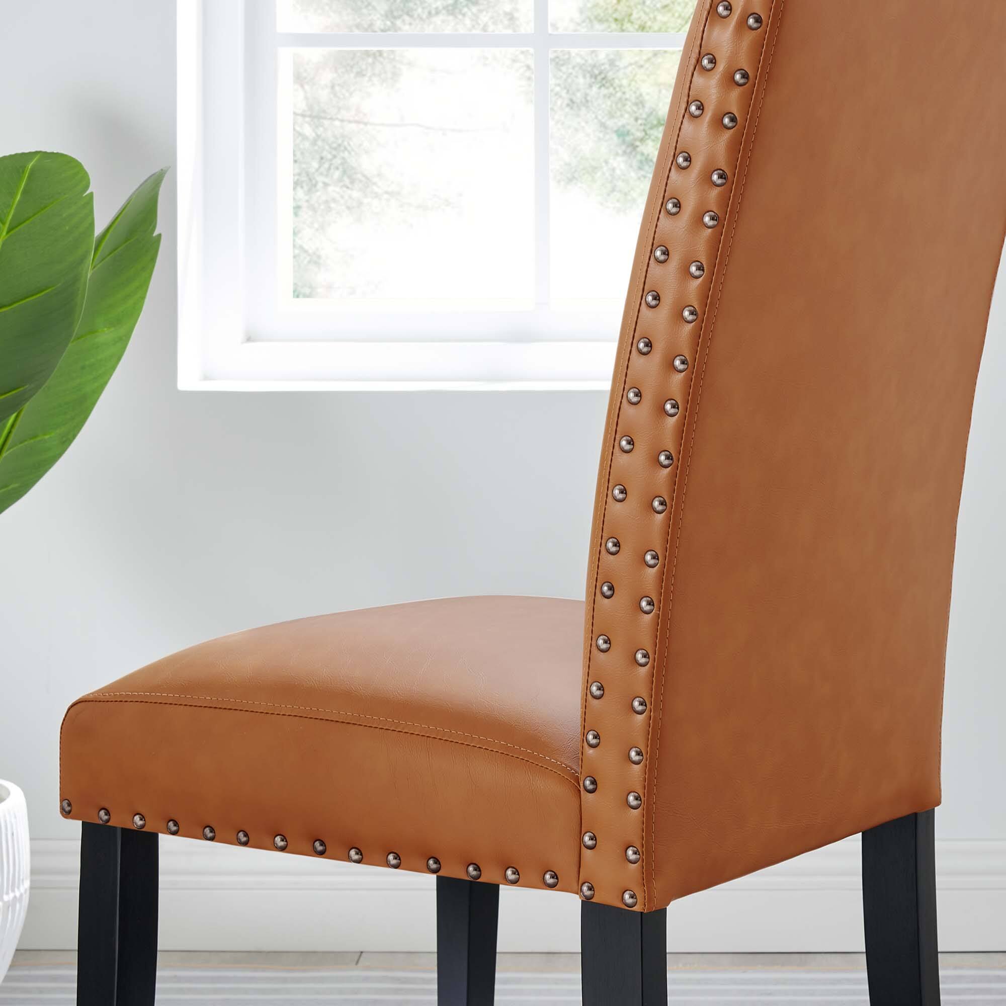 Back. Modway - Parcel Dining Faux Leather Side Chair by Modway - Tan.
