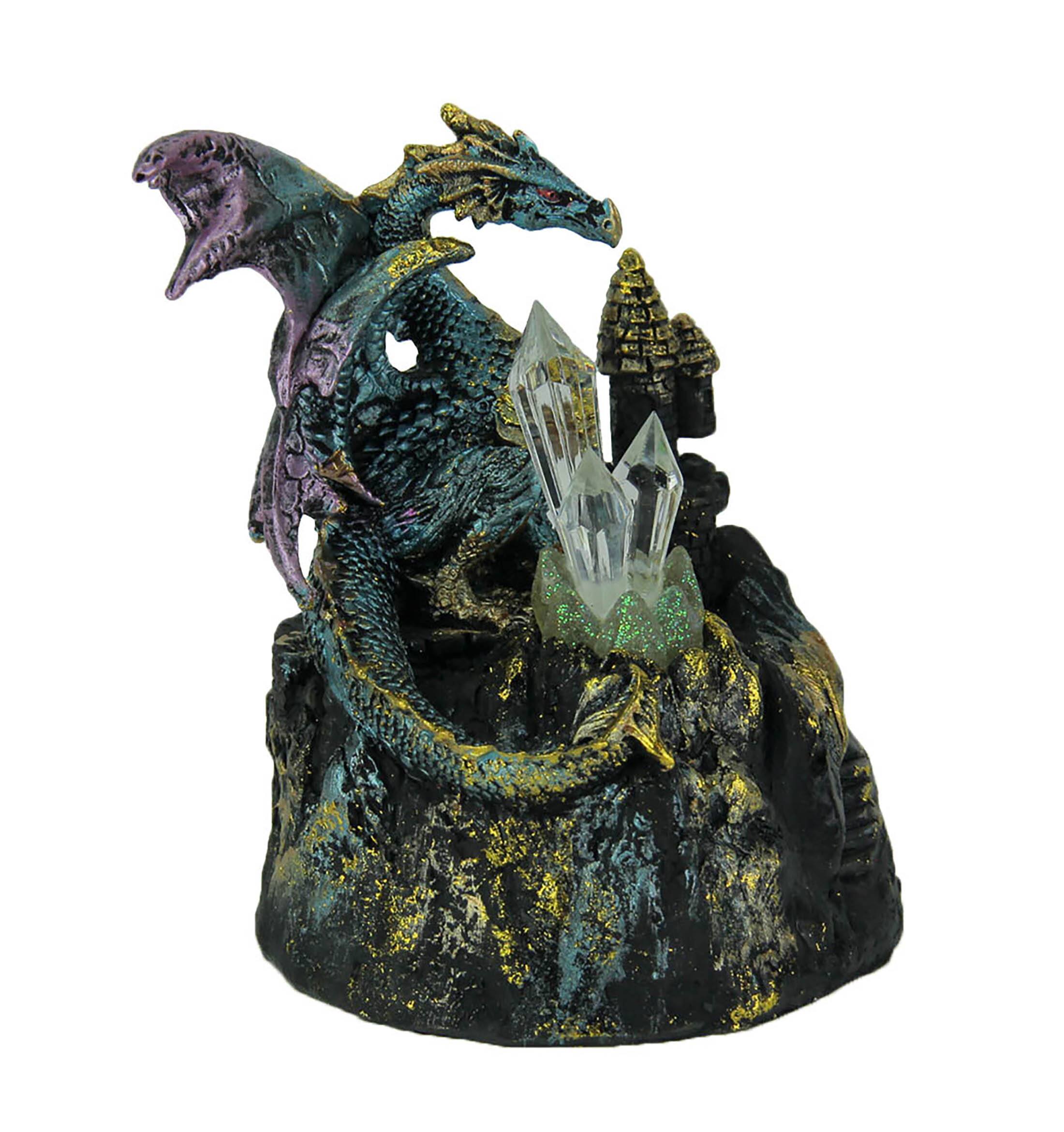 Alt View 1. Zeckos - Blue Dragon of Crystal Castle Color Changing LED Statue - Blue.