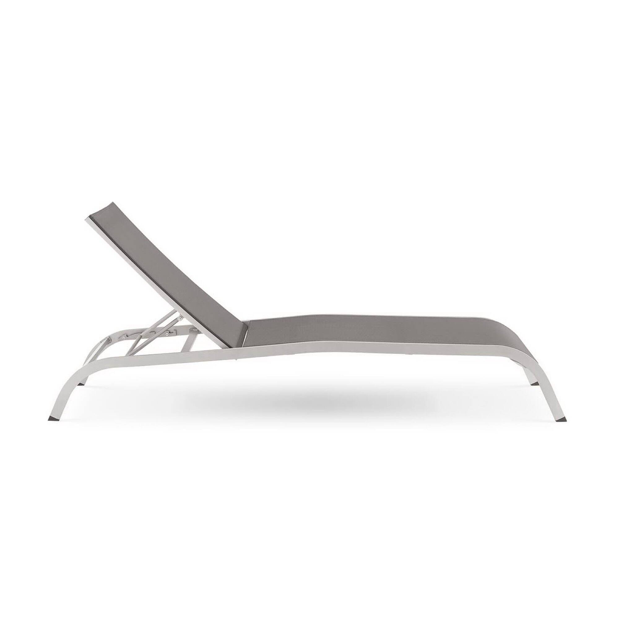 Back. Modway - Savannah Mesh Chaise Outdoor Patio Aluminum Lounge Chair by Modway - Gray.