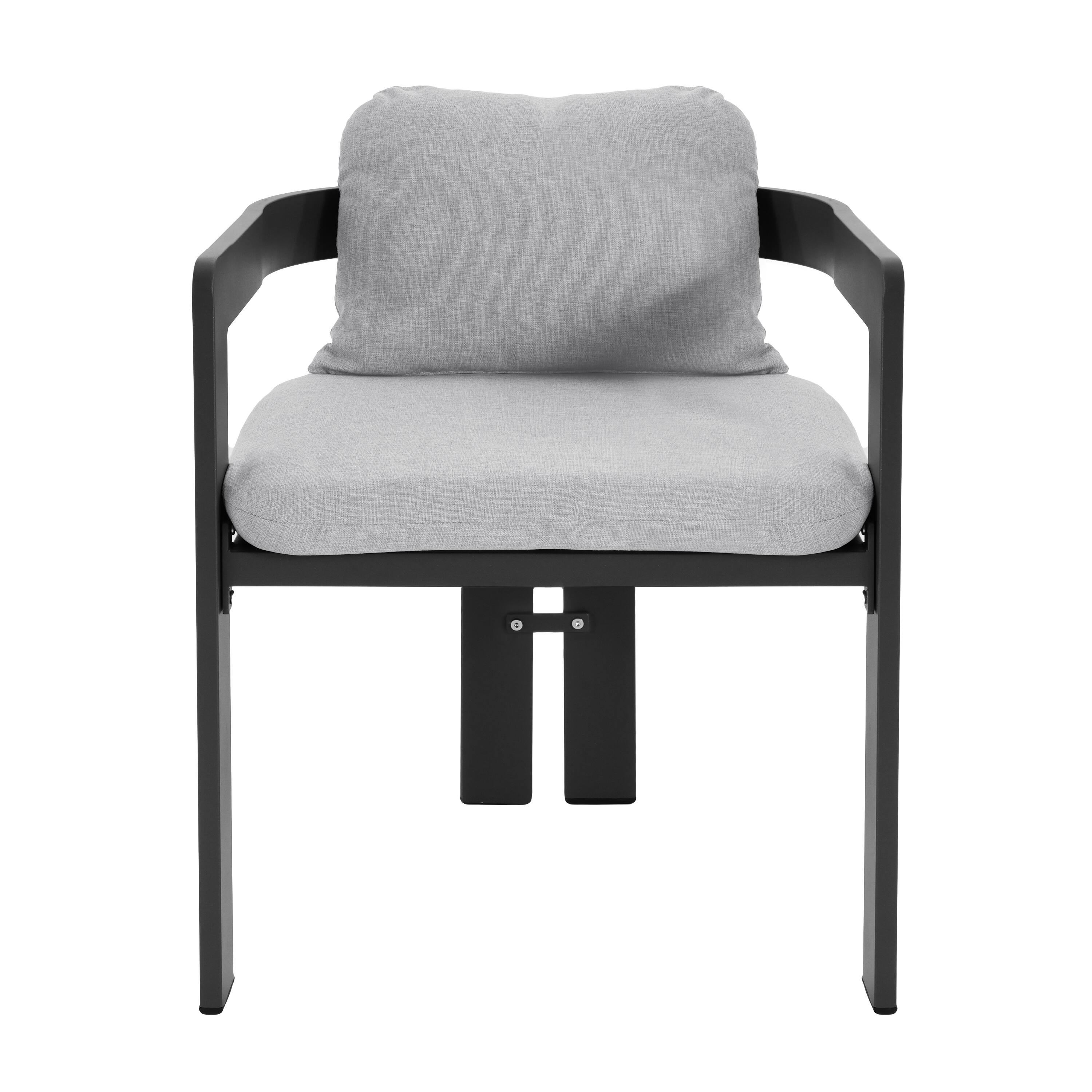 Alt View 1. Mondawe - Set of 2 Patio Outdoor Aluminum Dining chair with Cushion - Black+Grey.