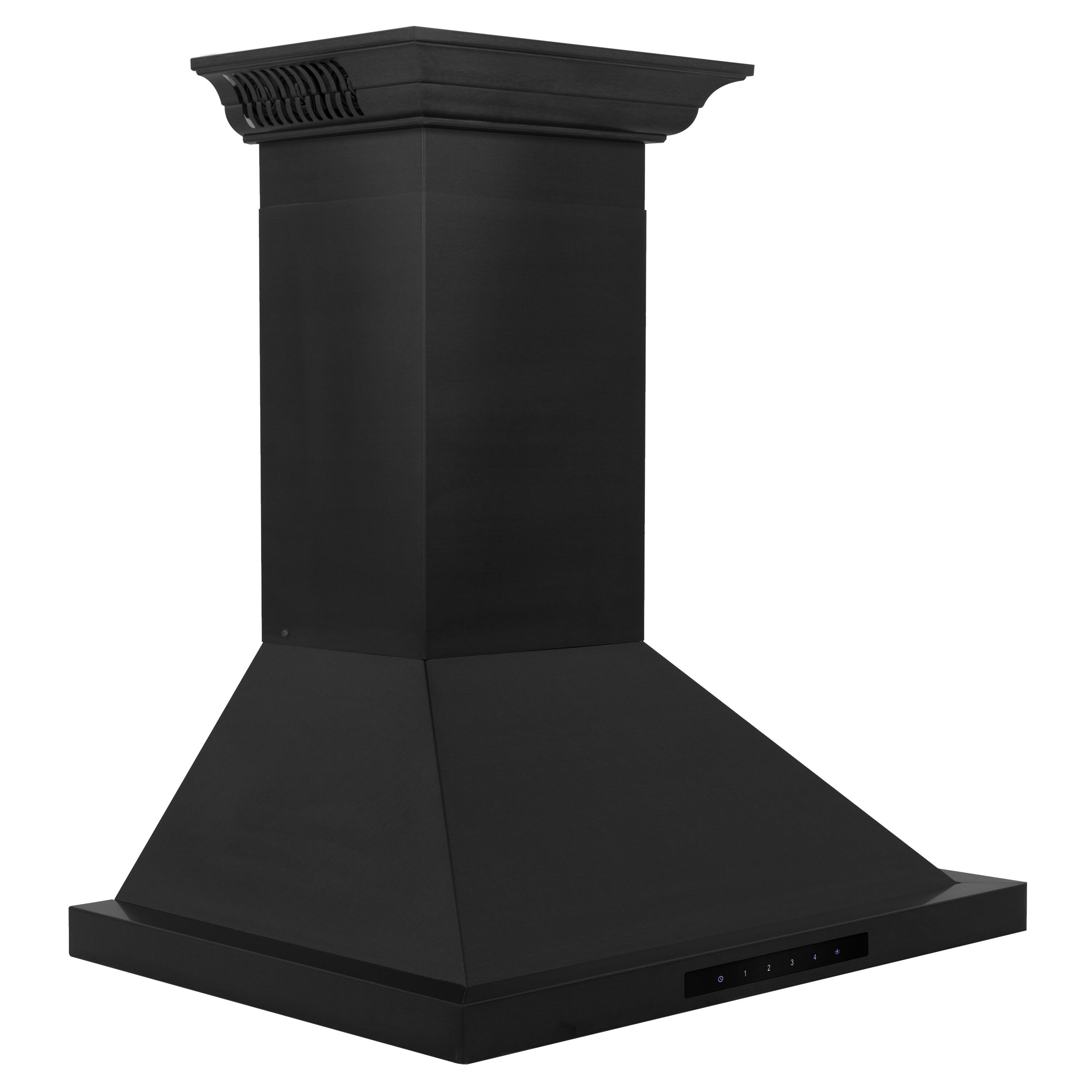 Left. ZLINE - 24" ZLINE CrownSound™Ducted Vent Wall Mount Range Hood in Black Stainless Steel with Built-in Bluetooth Speakers - Black Stainless Steel.