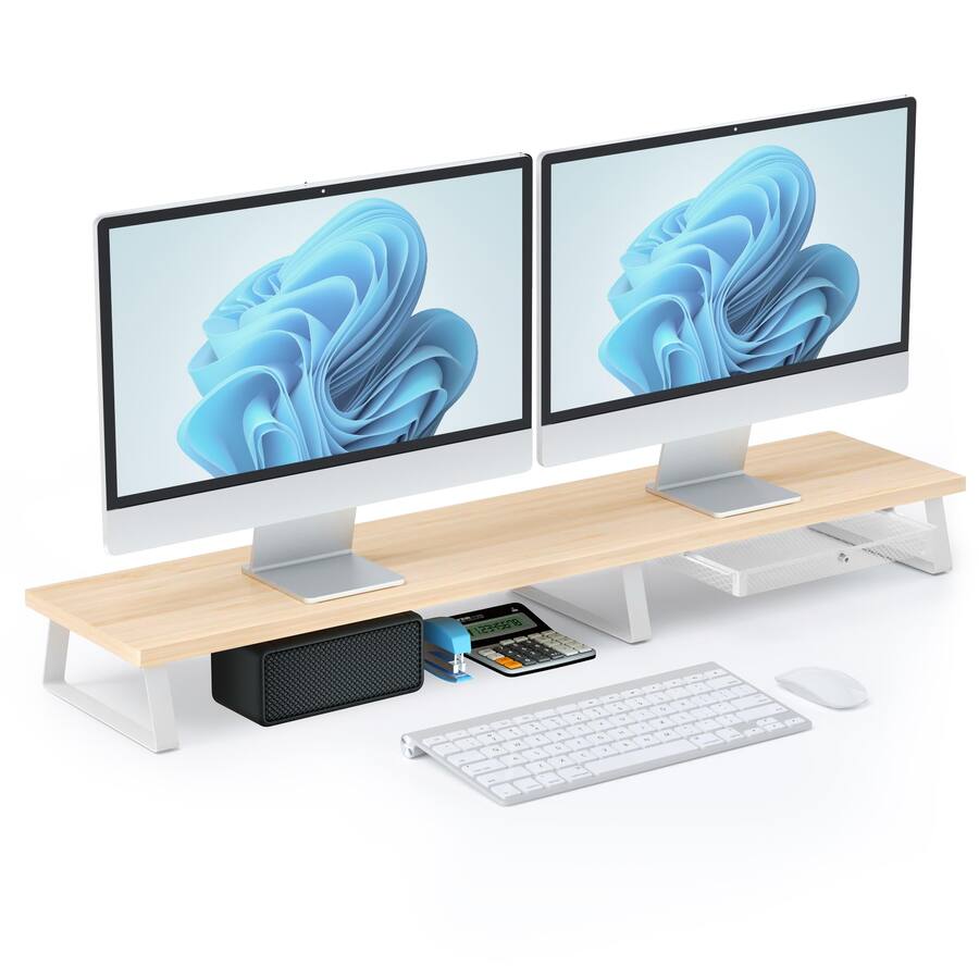 2x8 Monitor Riser Refined Abode Design Dual Monitor Stand Riser For 2 Monitors Wooden ...