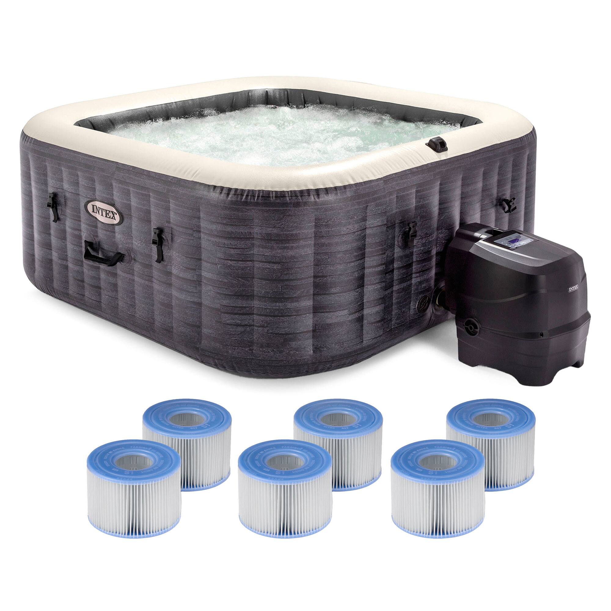 Intex - PureSpa Plus Inflatable Square Spa & Type S1 Filter Cartridges (6 Pack) - Gray price history on PriceWatchPro