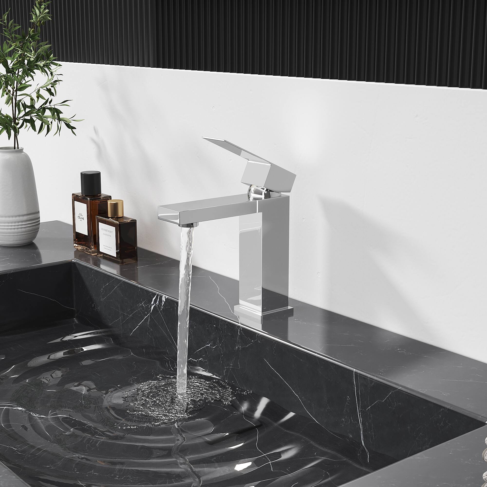 Left. Bothwa Home - Bothwa Home BF-FD101-CH 6 - Inch Felix Single Handle Bathroom Faucet in Chrome Finish - Chrome.