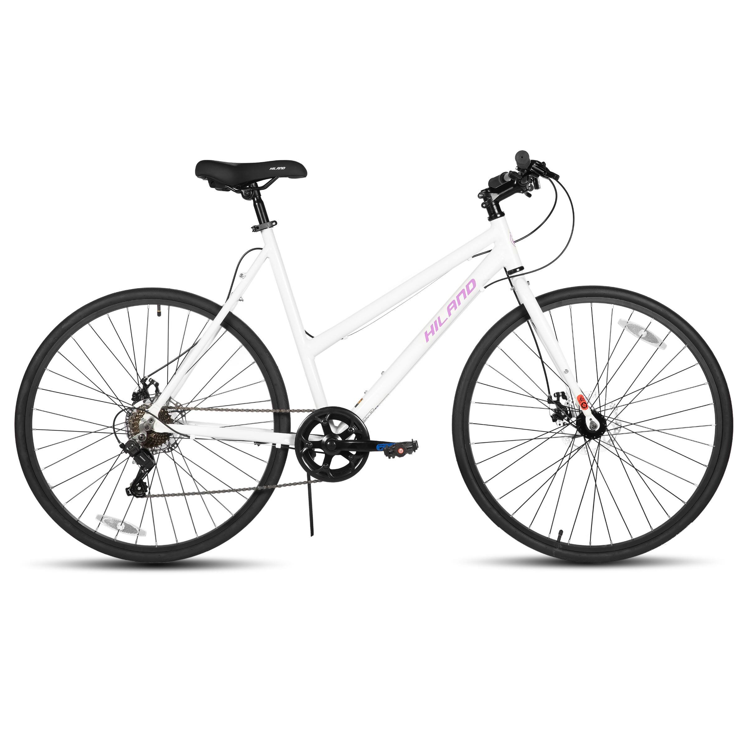 Alt View 4. HILAND - HILAND Velo 700C Hybrid Bike - City Bicycle for Men Women - White - M Size - White.