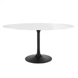 Lippa 60" Oval Faux Marble Dining Table by Modway - Black White